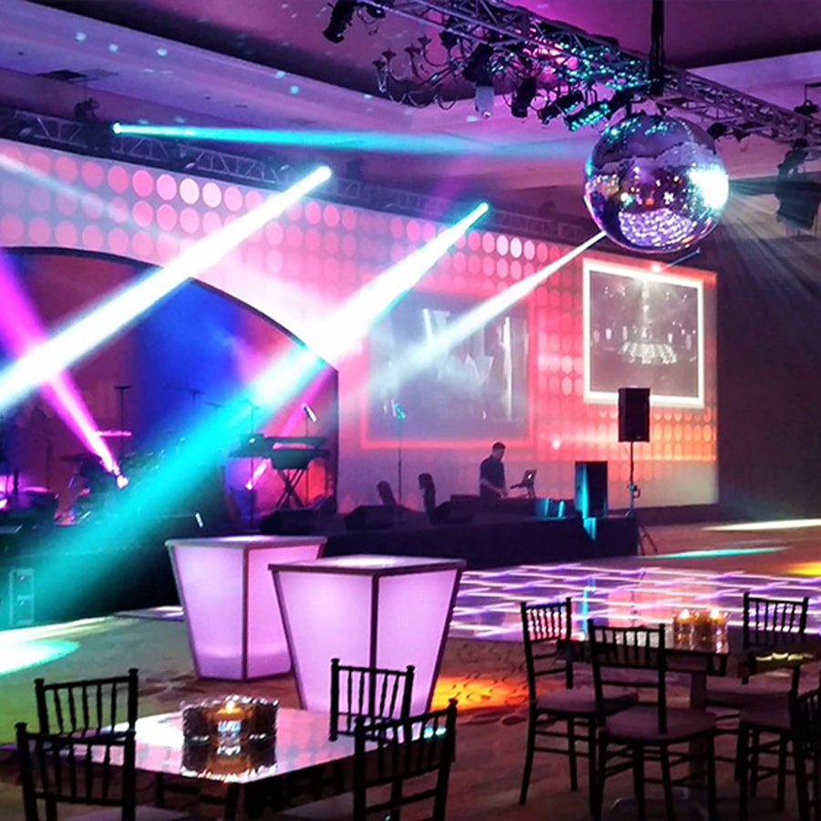 Custom after party lighting and dance floor design in Florida