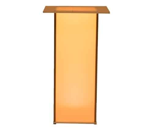 LED Cocktail Table rectangular podium with a warm orange glow, featuring a flat top and sleek lines, evokes a modern and inviting ambiance.