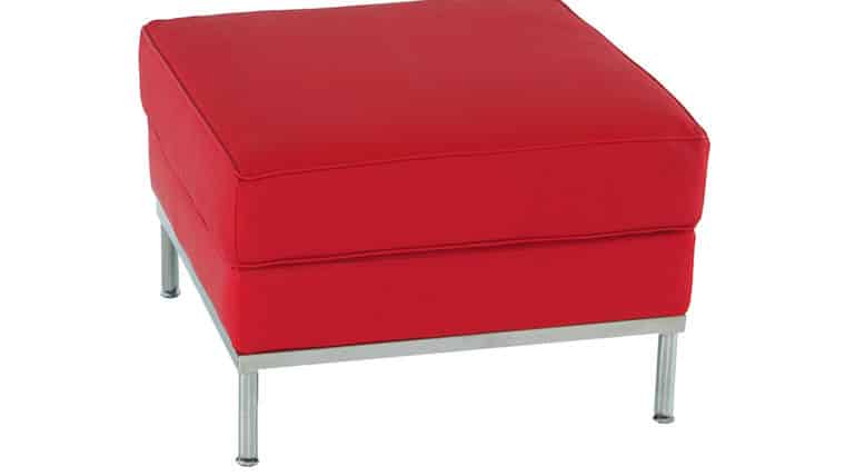 Vibrant Diva Ottoman with a soft cushion and sleek metal legs, conveying a minimalist and contemporary style