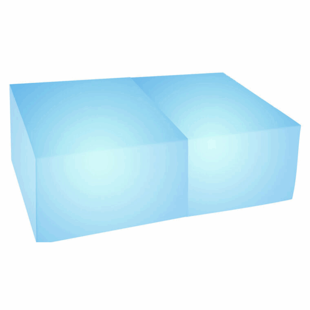 Acrylic Coffee Table Podium ice-blue cubes with subtle shading on a white background, creating a cool, minimalist, and smooth geometric appearance.