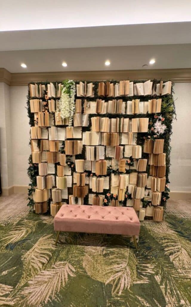 Moss Accents and Modern Pink Velvet Ottoman Bench