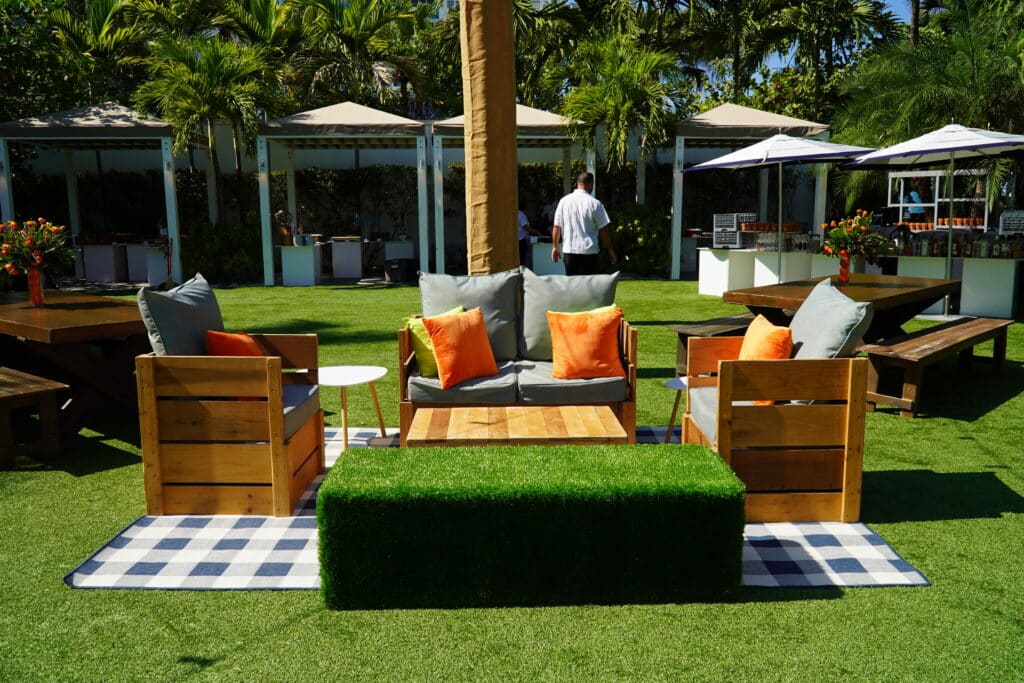Picnic Rug and Slat Furniture Grouping