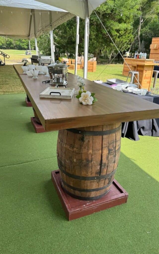 Wood Barrel Food Station