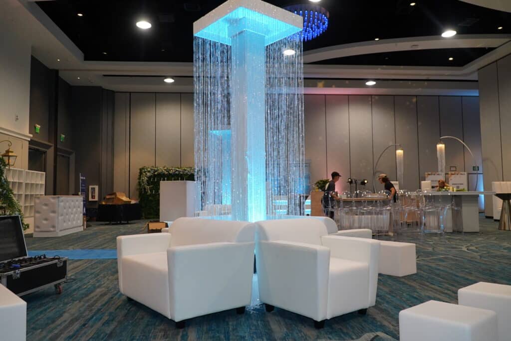 illuminated LED cubes and benches